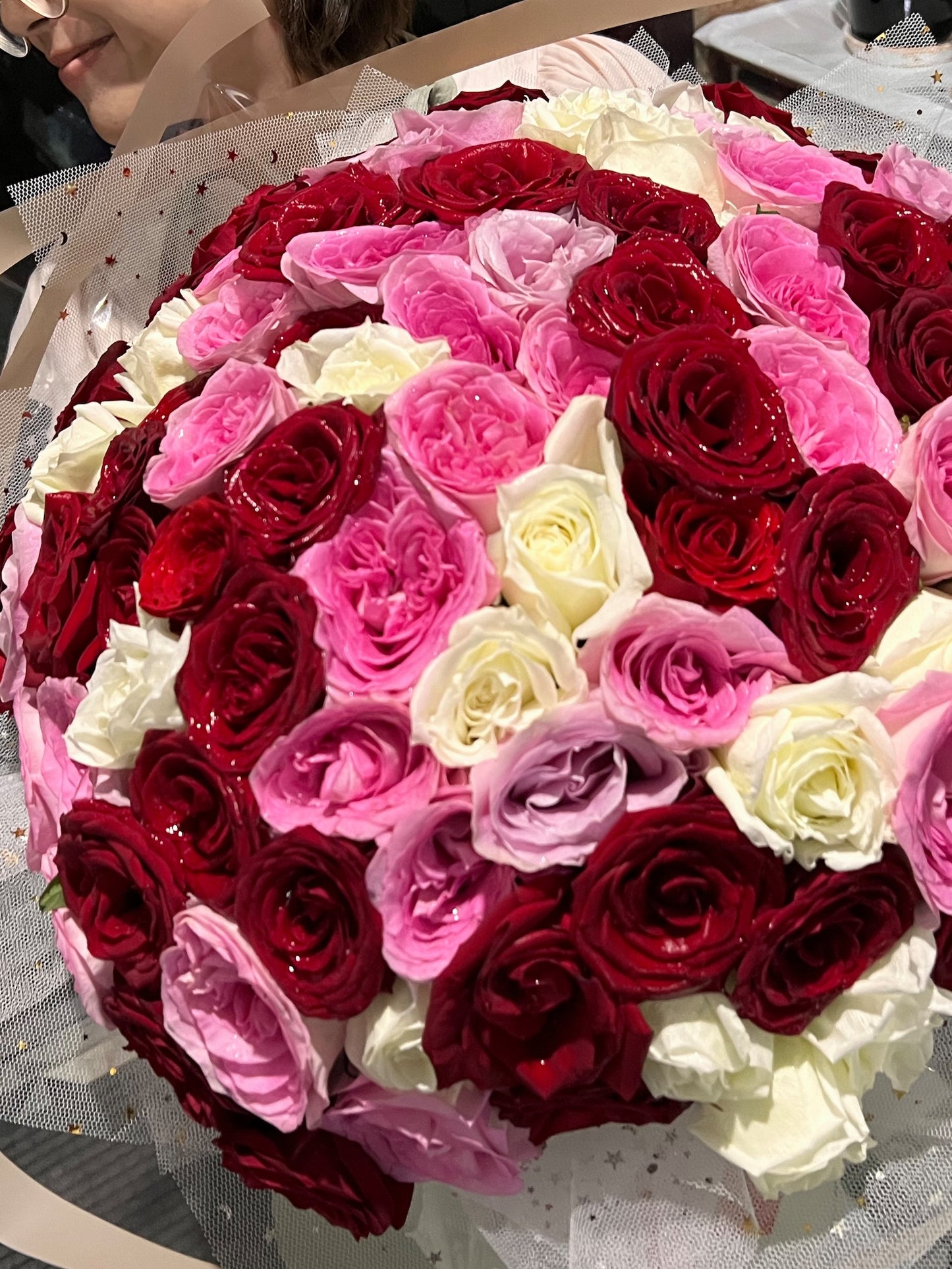 Bouquet of 100 Mixed Color Roses - Farm-Sook Flowers & Coffee