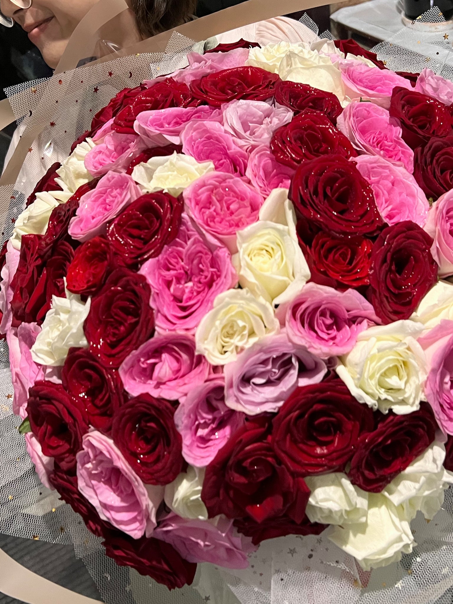 Bouquet of 100 Mixed Color Roses - Farm-Sook Flowers & Coffee