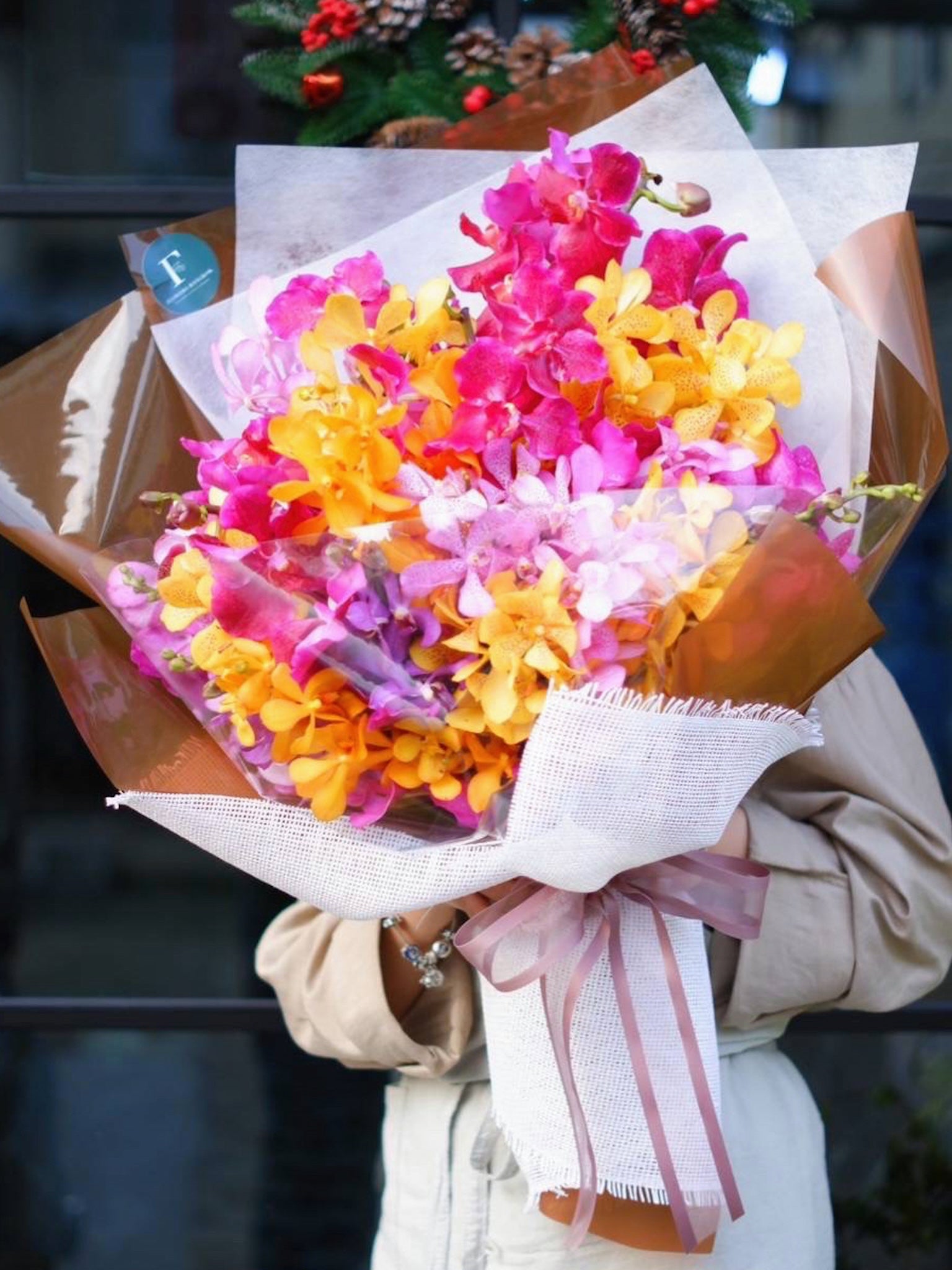 Bouquet of Mixed Color Orchids - Farm-Sook Flowers & Coffee