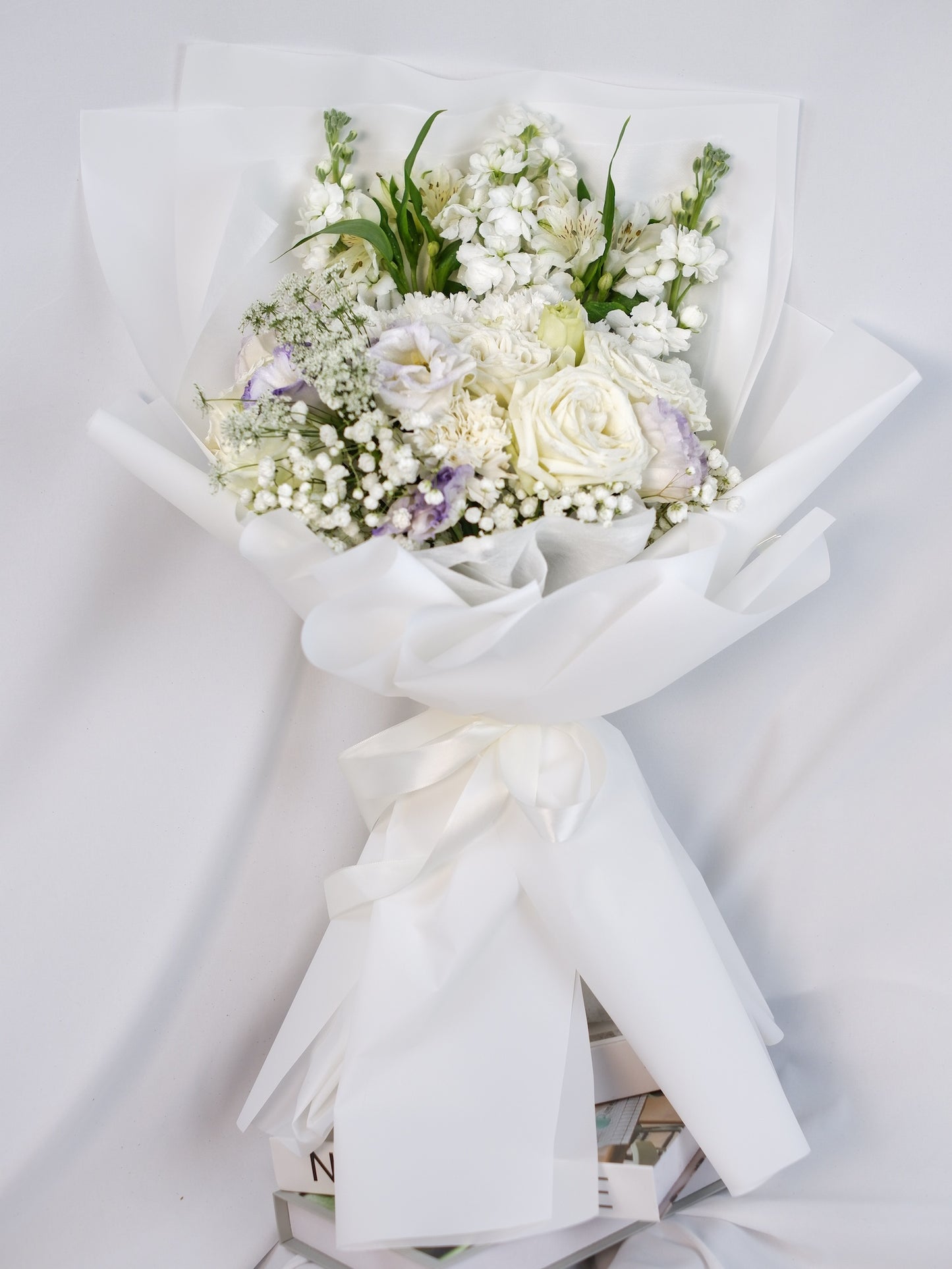 Bouquet of Mixed White Flowers - Farm-Sook Flowers & Coffee