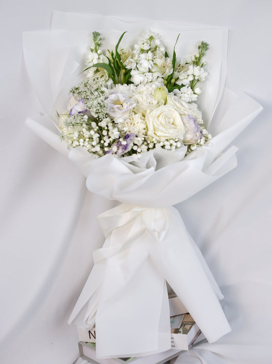 Bouquet of Mixed White Flowers - Farm-Sook Flowers & Coffee