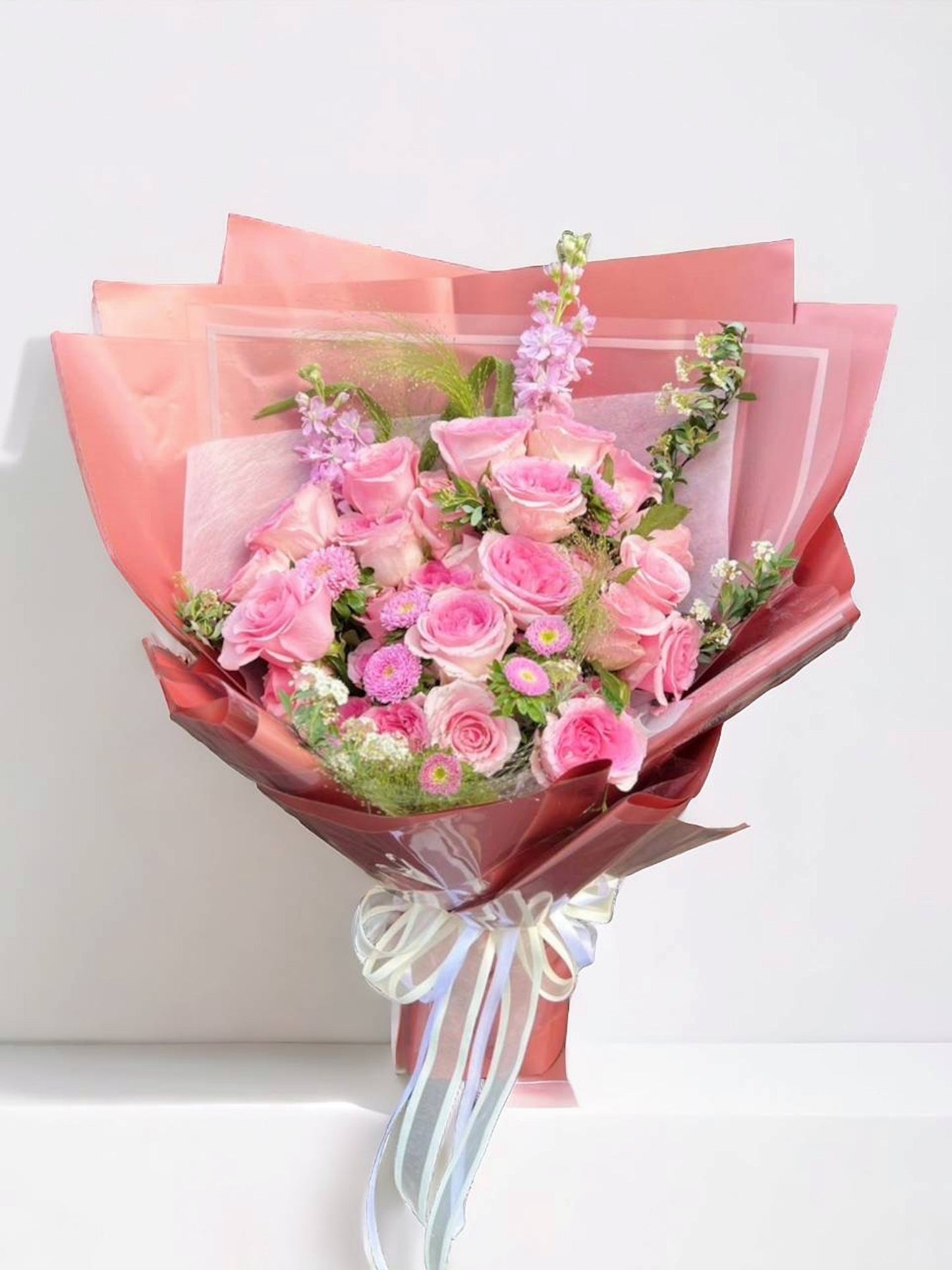 Bouquet of 20 Pink Roses - Farm-Sook Flowers & Coffee