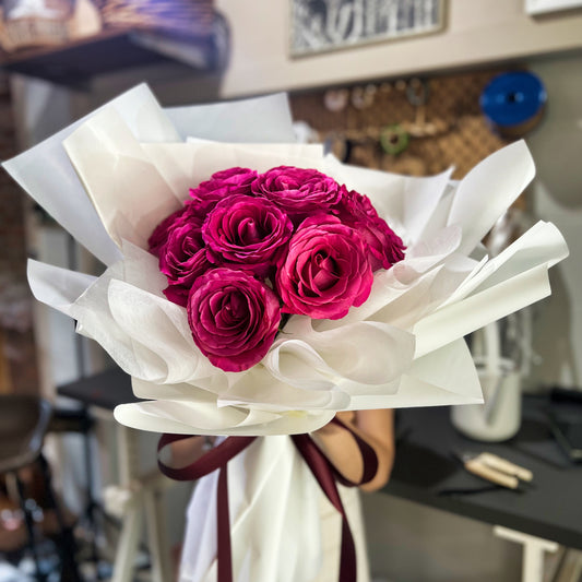 Bouquet of 10 Ecuadorian Pink Roses. - Farm-Sook Flowers & Coffee