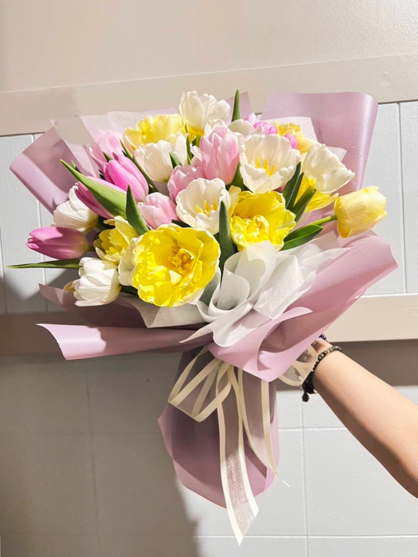 Bouquet of 30 Mixed Tulips - Farm-Sook Flowers & Coffee