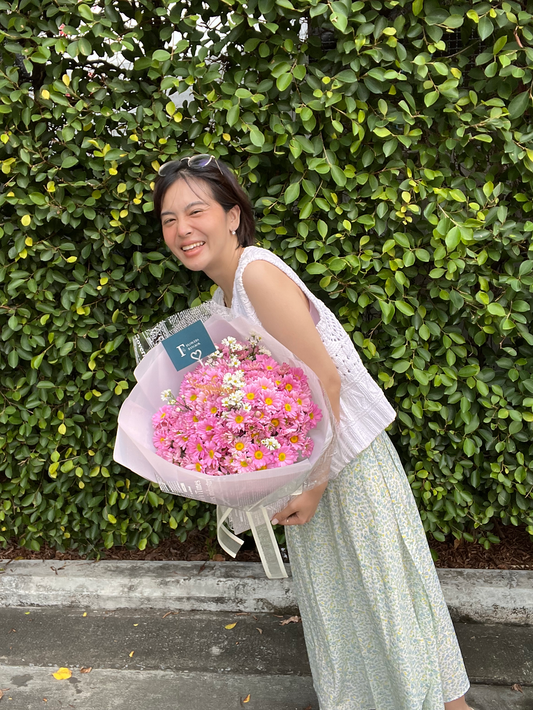 Pink Petal Perfection: A Stunning Bouquet of Chrysanthemums - Farm-Sook Flowers & Coffee