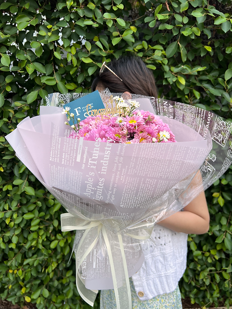 Pink Petal Perfection: A Stunning Bouquet of Chrysanthemums - Farm-Sook Flowers & Coffee