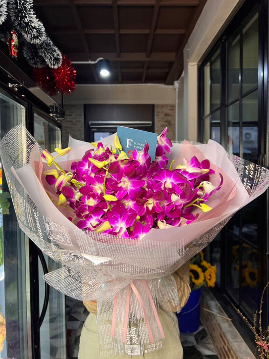 Bouquet of Pink Orchids - Farm-Sook Flowers & Coffee